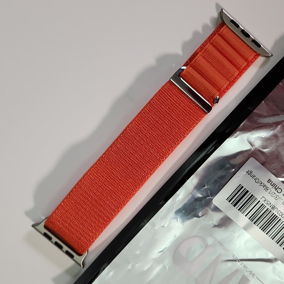 44mm lug Apple Compatible cloth hook watch bands: 1 BLACK, 1 ORANGE - Picture 6 of 13